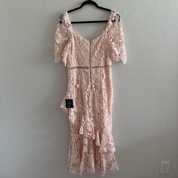 NWT Lulus Briarwood Blush Pink Lace Ruffled Midi Dress - Picture 8 of 10